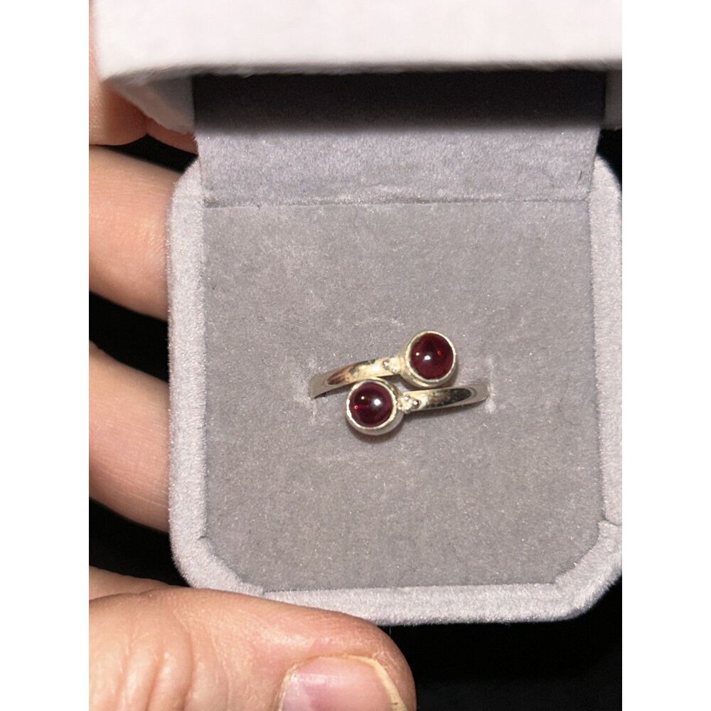 Sterling Silver 925 Garnet Ring Adjustable Size